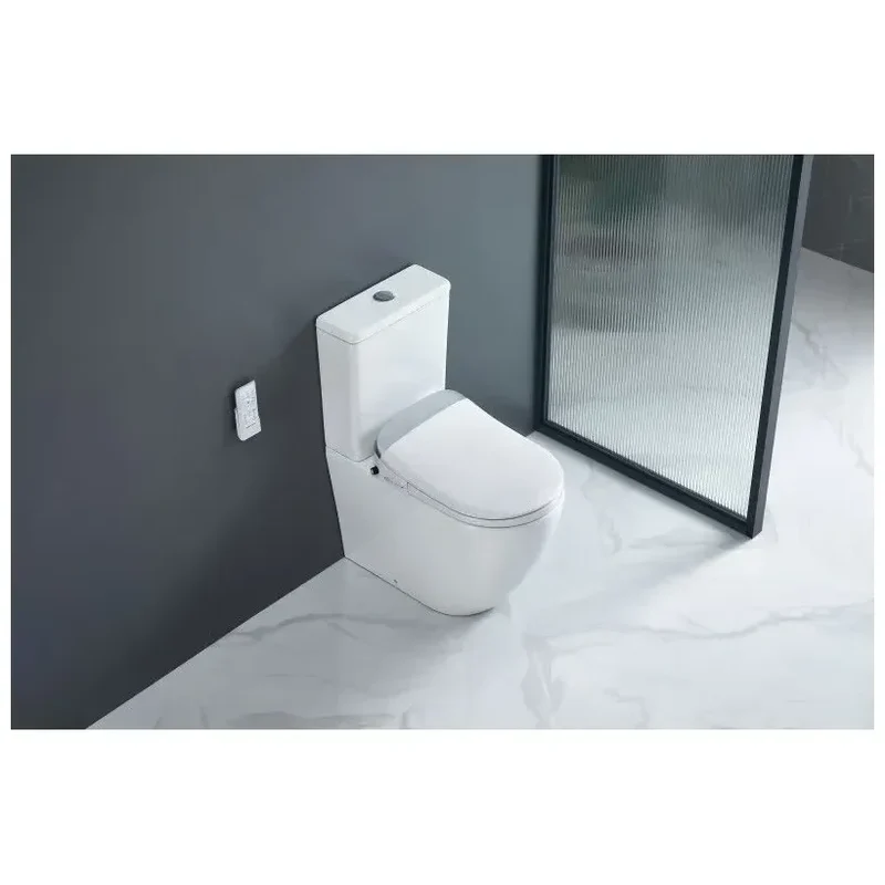 Inodoro Rimless completo con mando a distancia y bidet ajustable de tapa amortiguada blanco de cerámica IWC de Aquore