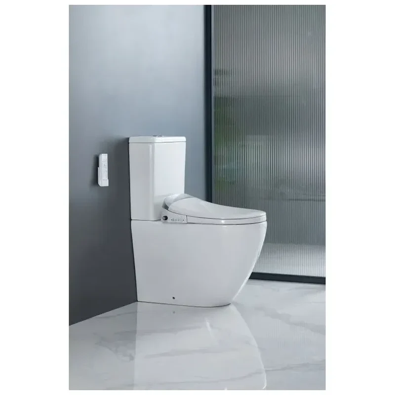 Inodoro Rimless completo con mando a distancia y bidet ajustable de tapa amortiguada blanco de cerámica IWC de Aquore