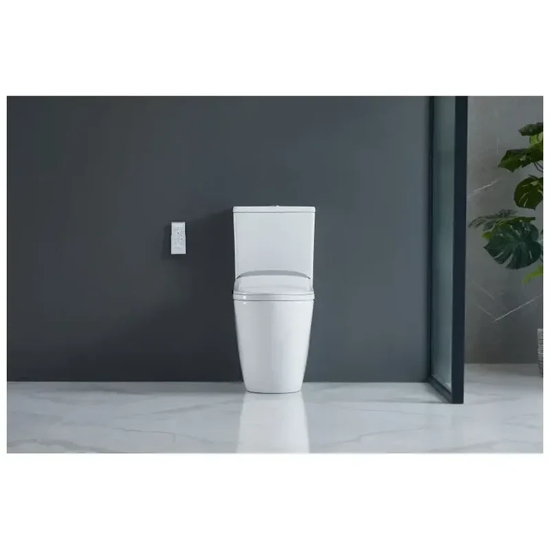 Inodoro Rimless completo con mando a distancia y bidet ajustable de tapa amortiguada blanco de cerámica IWC de Aquore