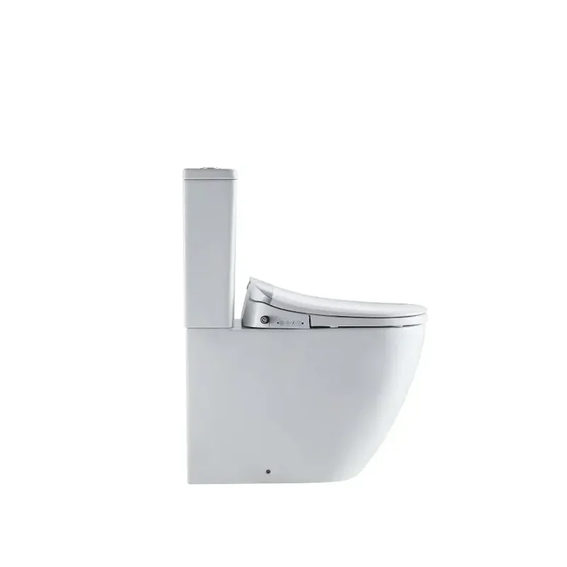 Inodoro Rimless completo con mando a distancia y bidet ajustable de tapa amortiguada blanco de cerámica IWC de Aquore