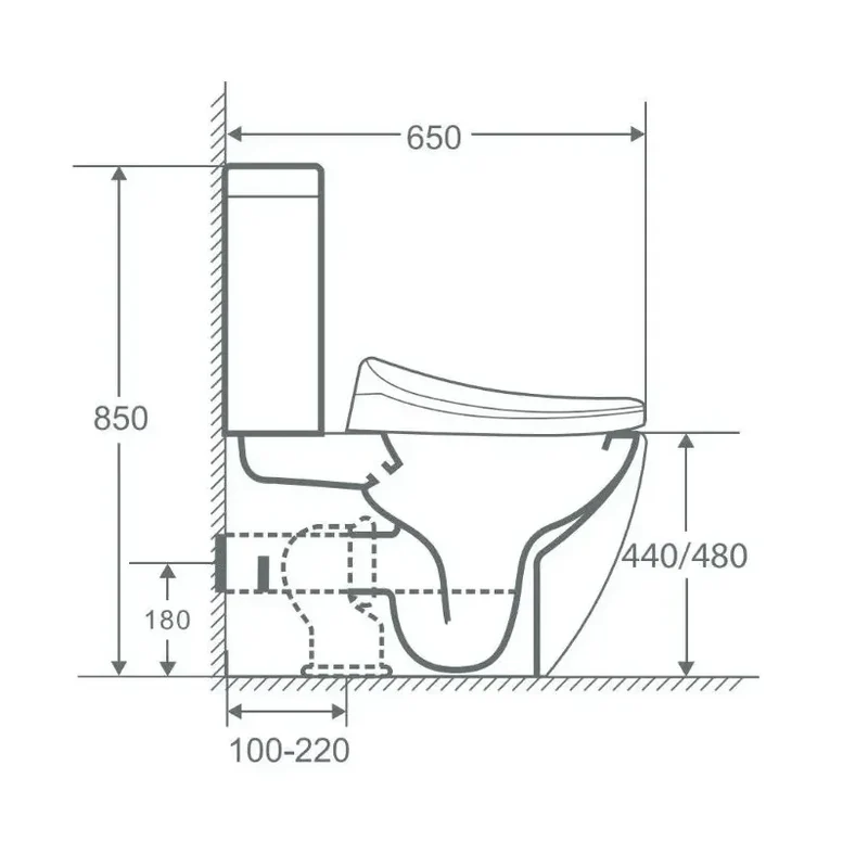 Inodoro Rimless completo con mando a distancia y bidet ajustable de tapa amortiguada blanco de cerámica IWC de Aquore