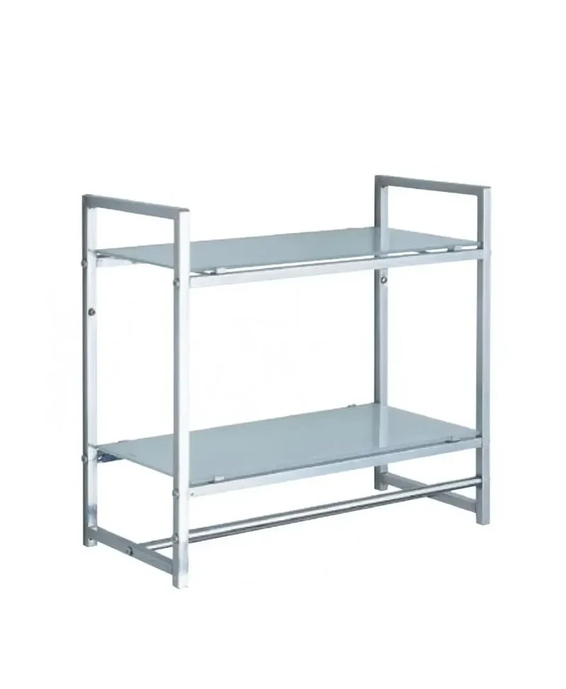 Estantería para pared de dos estantes de cristal con acabado cromado CR475 de Aquore