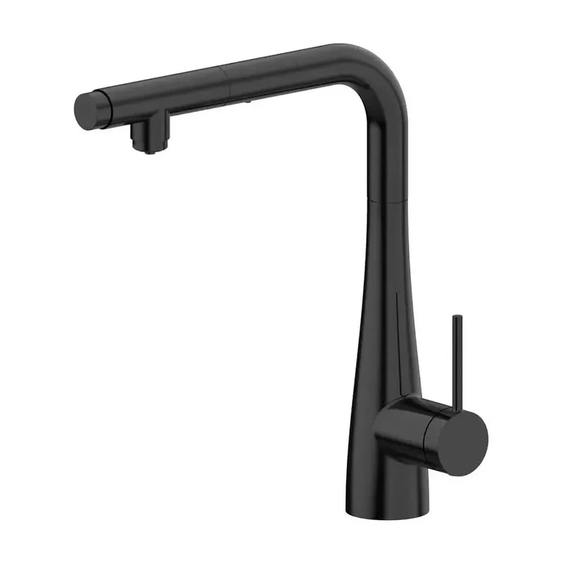 Grifería de cocina monomando fabricada en latón cuenta con un acabado en negro mate Split de Imex