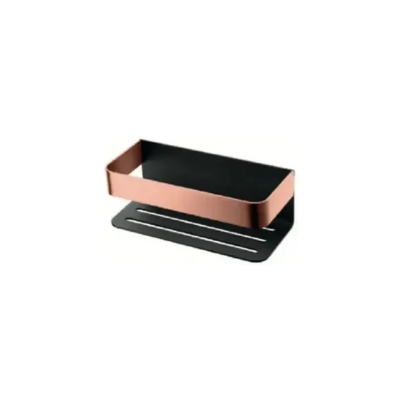 Jabonera frontal de diseño elegante combinada en color negro y oro rosa Mayura de Imex