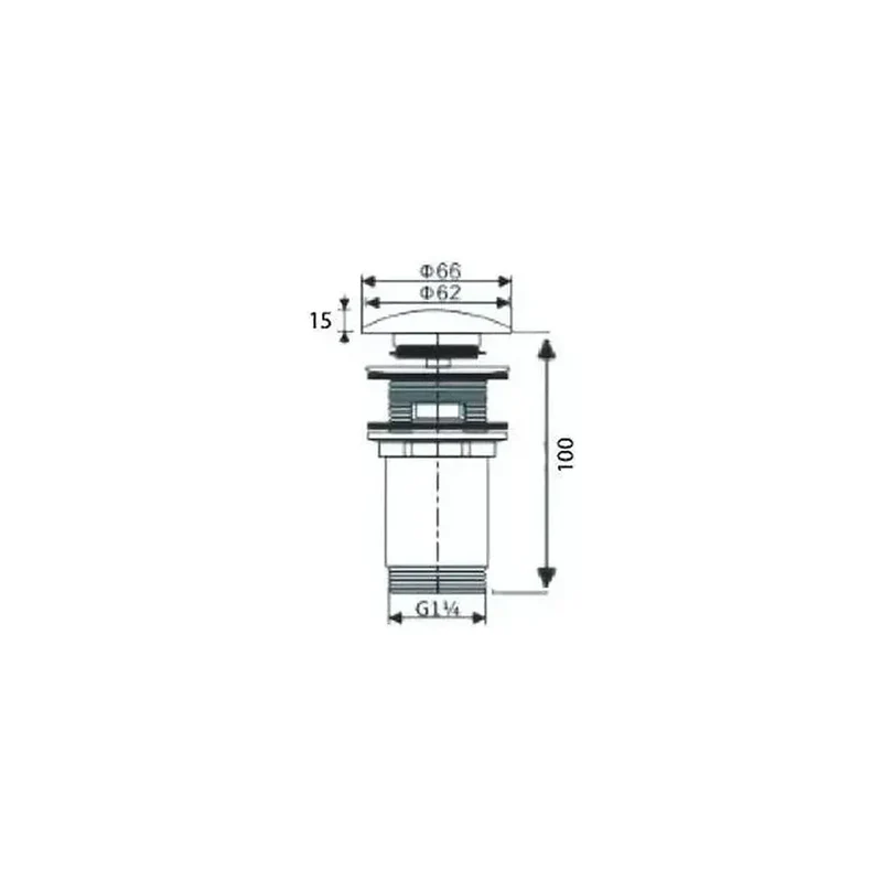 Válvula de desagüe para lavabos de sobremesa fabricada en latón cromado click-clack de Imex