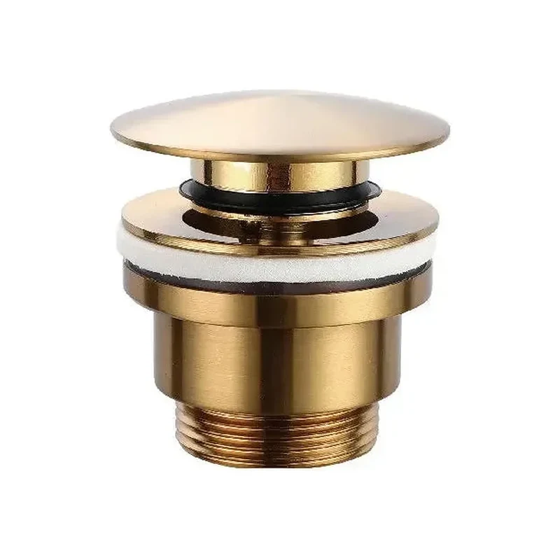 Válvula de desagüe click-clack para lavabos o bidé de latón y zamak con acabado oro cepillado de Imex