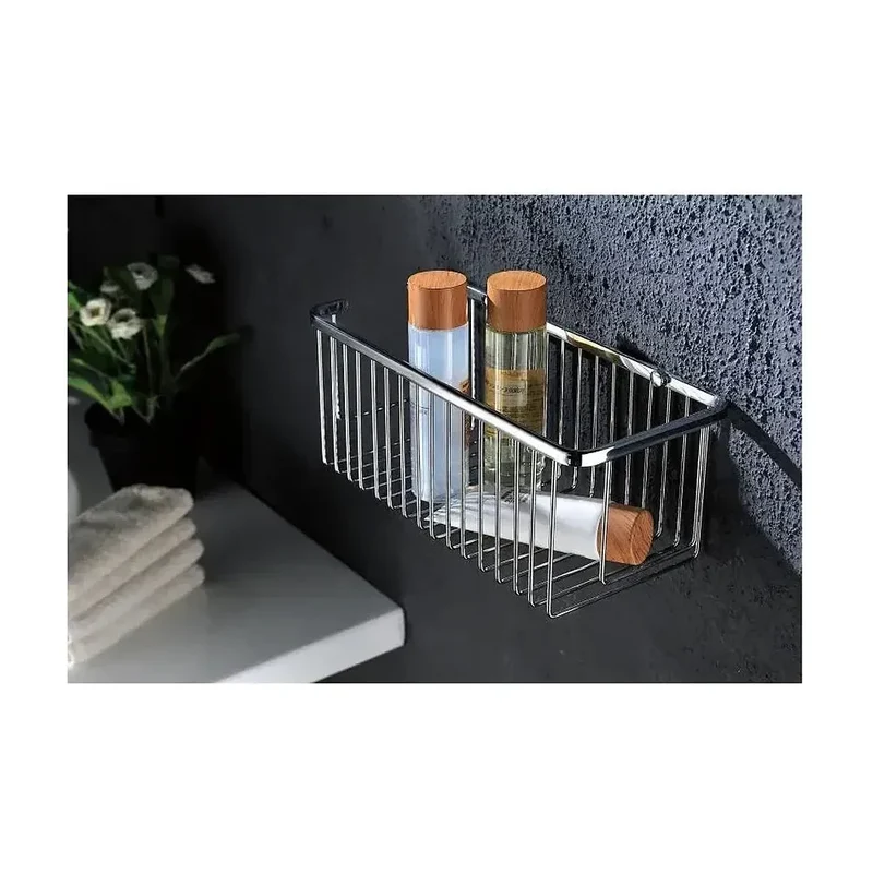 Estante con rejilla fabricado en acero inoxidable con acabado cromado de 30 cm de Imex