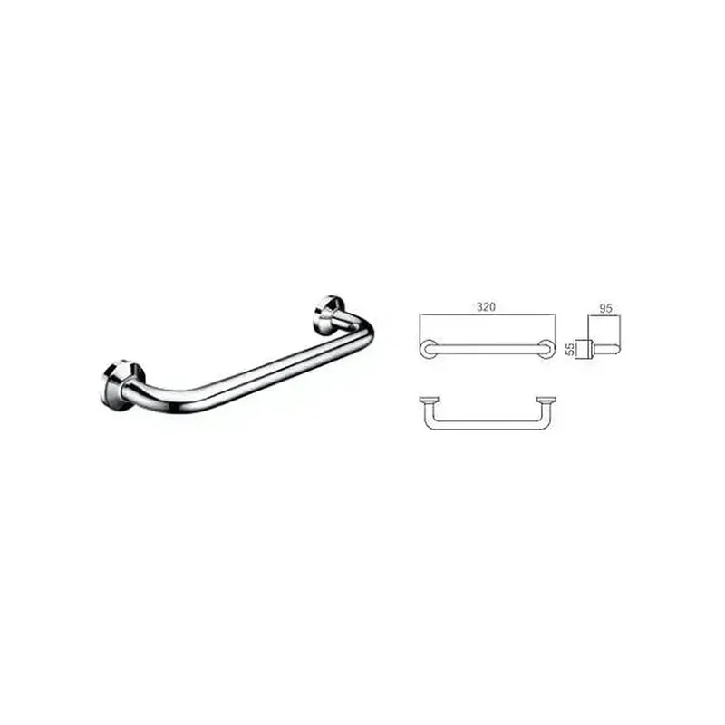 Asa rectangular de seguridad para pared fabricada en latón con un acabado cromado de Imex