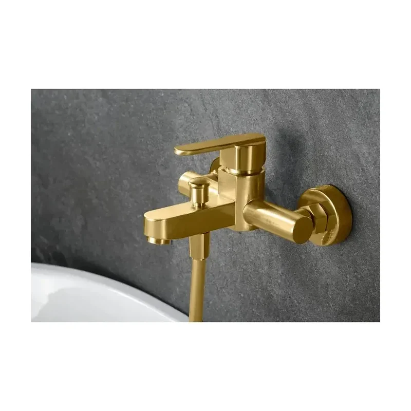 Grifería monomando para bañera y ducha hecha de latón con acabado oro cepillado Roma de Imex