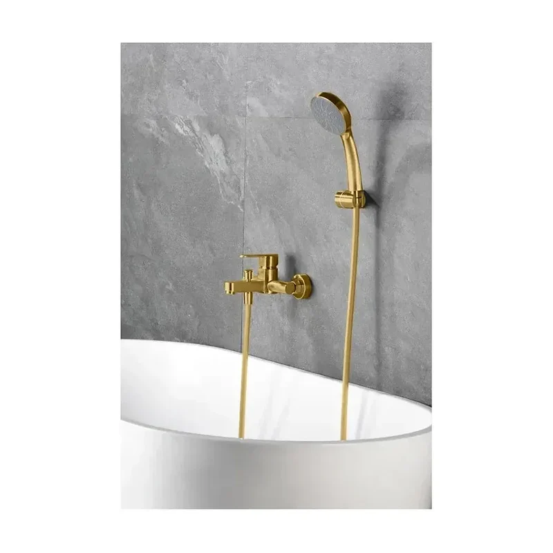 Grifería monomando para bañera y ducha hecha de latón con acabado oro cepillado Roma de Imex