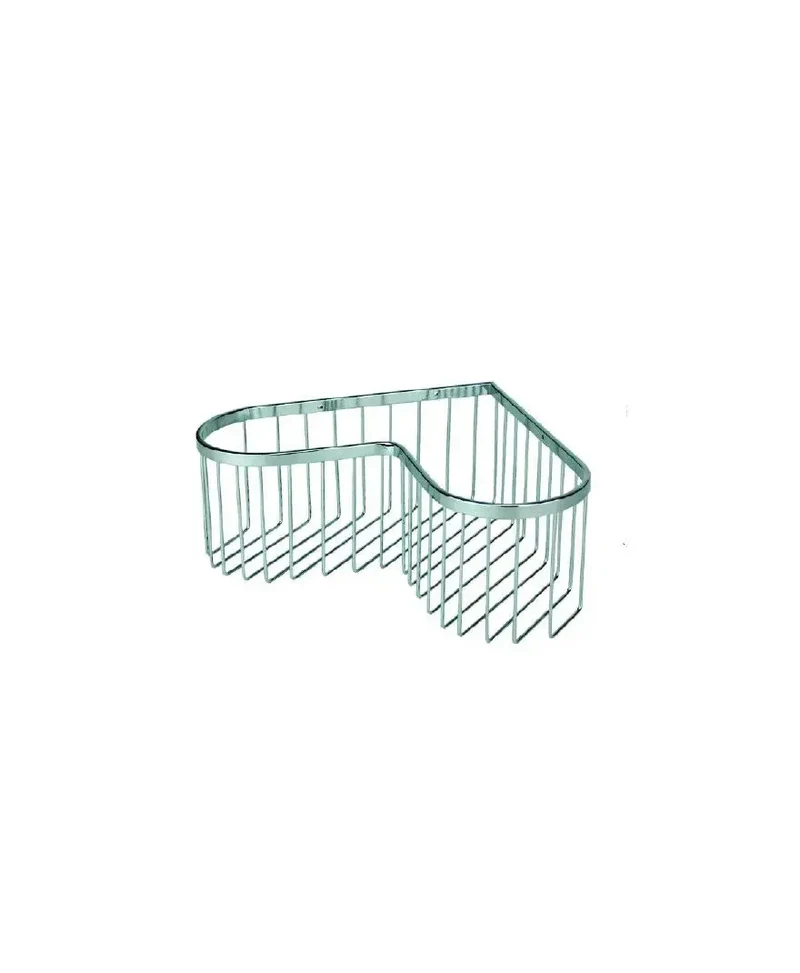 Cesta rincón de baño de acero inoxidable cromada fijación a pared de Aquore