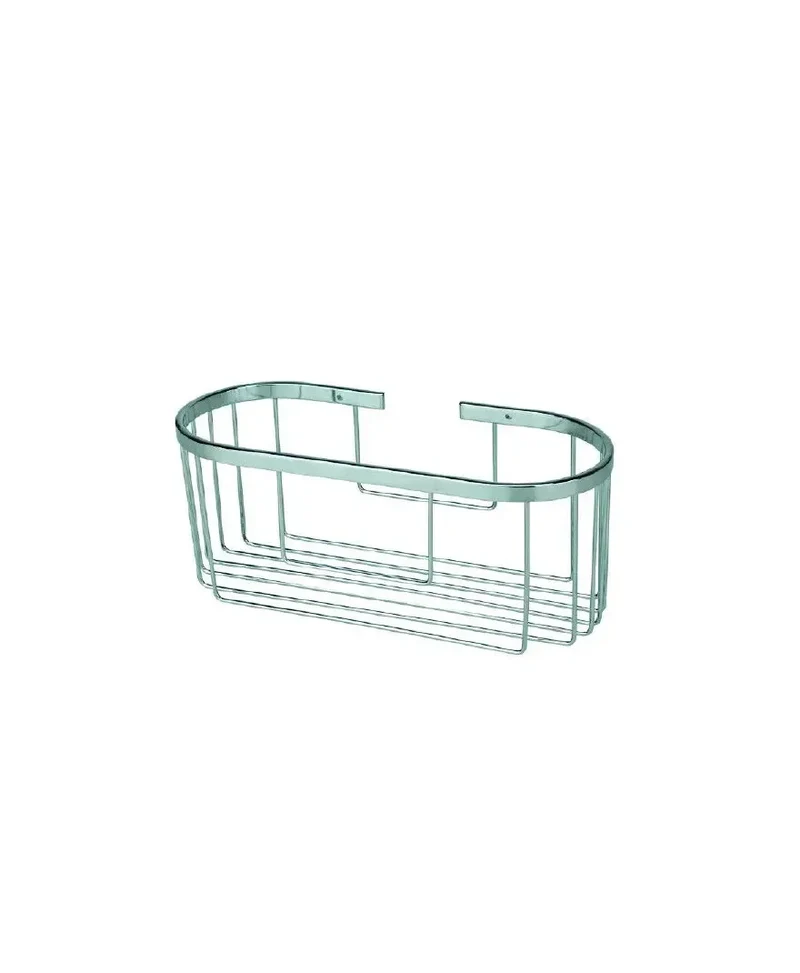 Cesta rejilla ovalada para baño de acero inoxidable cromado a pared de Aquore