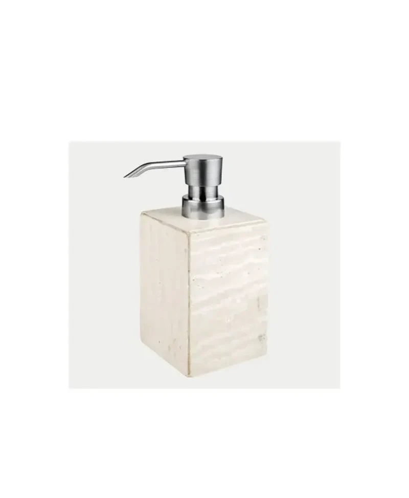 Dosificador de jabón de mármol travertino elegante con diseño moderno SANDY de Aquore