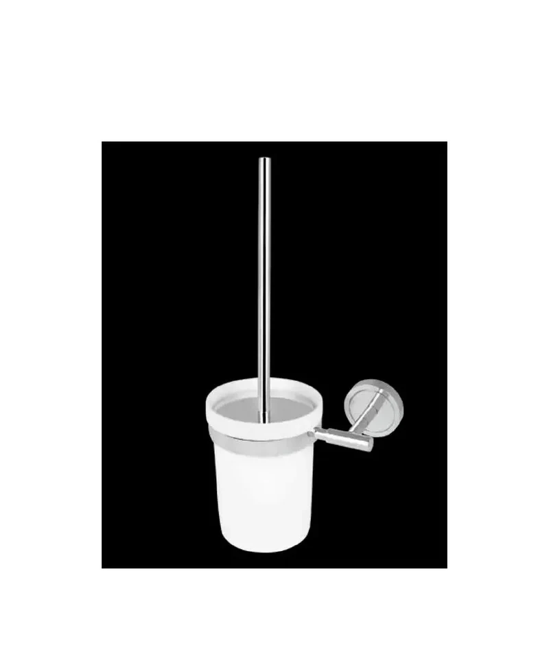 Escobillero pared de acero cromado con vaso cerámico de diseño moderno BRIGHT de Aquore