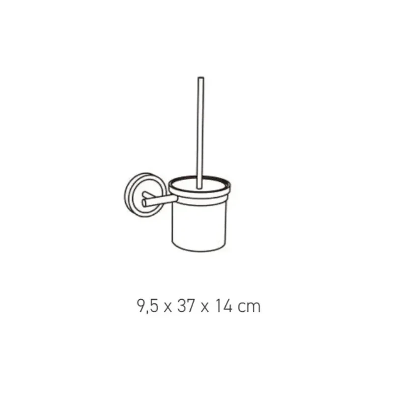Escobillero pared de acero cromado con vaso cerámico de diseño moderno BRIGHT de Aquore