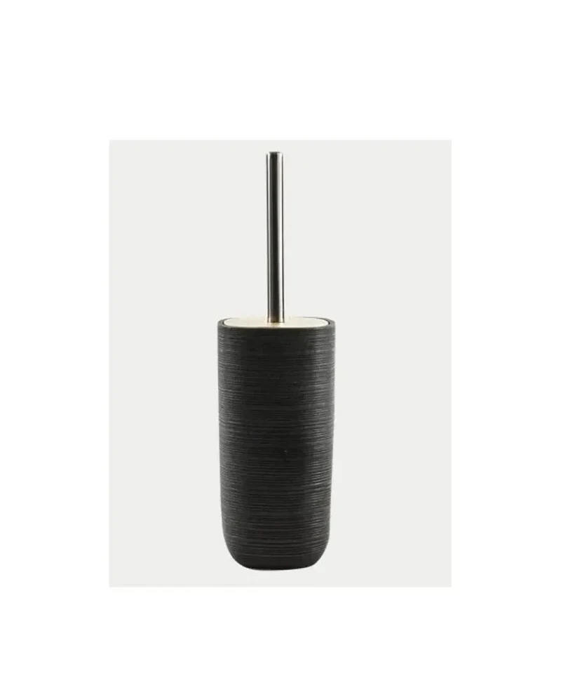 Escobillero de suelo poliresina y madera acabado negro diseño moderno de pie KUBIC Aquore