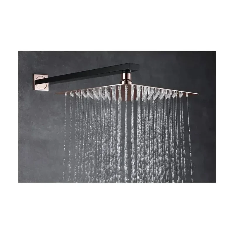 Conjunto de ducha empotrada con un diseño moderno de acabado negro y oro rosa Suecia de Imex
