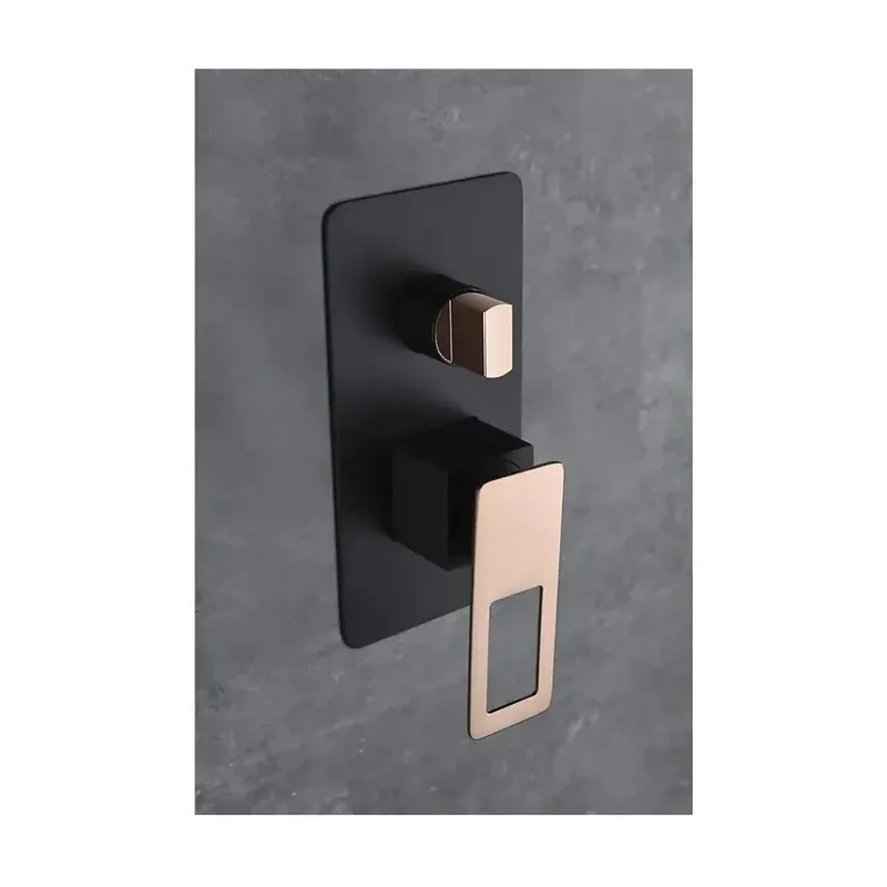 Conjunto de ducha empotrada con un diseño moderno de acabado negro y oro rosa Suecia de Imex