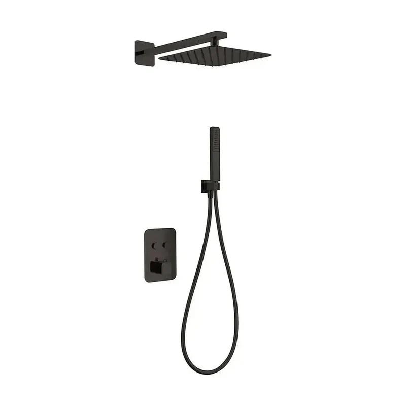 Conjunto termostático para ducha con 3 módulos con un diseño moderno de acabado negro mate Madeira de Imex