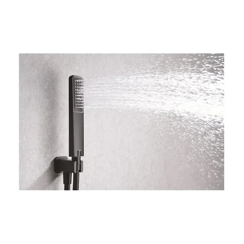 Conjunto termostático para ducha con 3 módulos con un diseño moderno de acabado negro mate Madeira de Imex