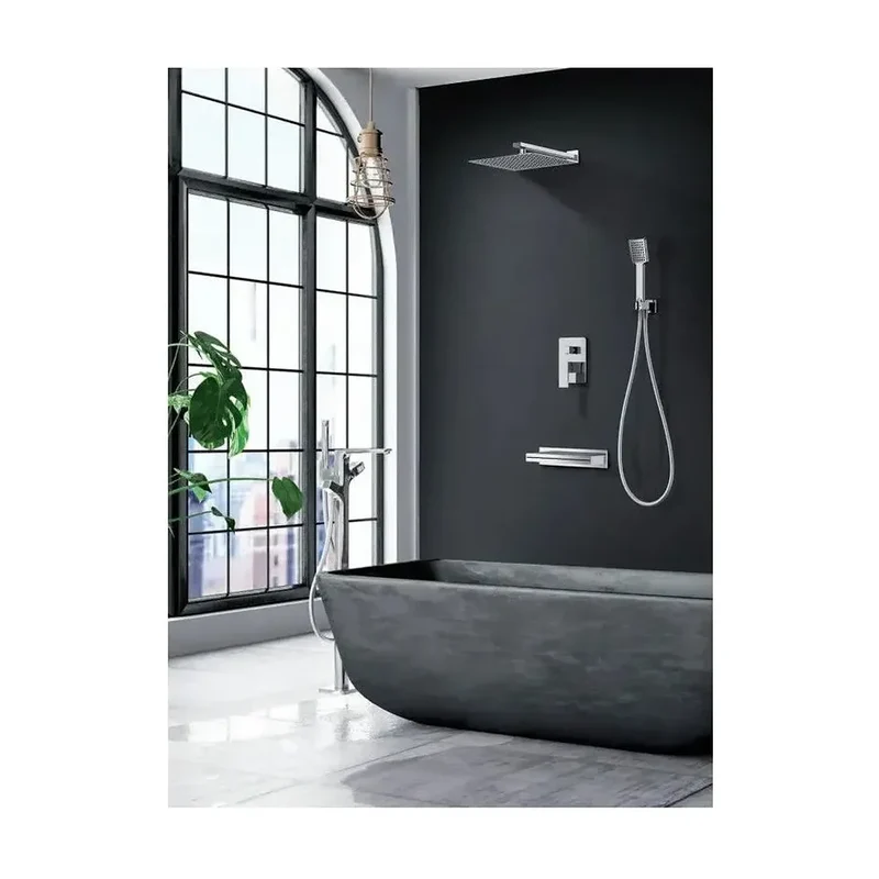 Conjunto para la bañera o ducha con un diseño moderno de acabado cromado Java de Imex