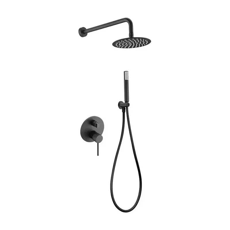 Conjunto de pared para ducha empotrada de diseño moderno en color negro mate stick Milos de Imex