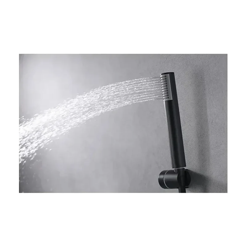Conjunto de pared para ducha empotrada de diseño moderno en color negro mate stick Milos de Imex