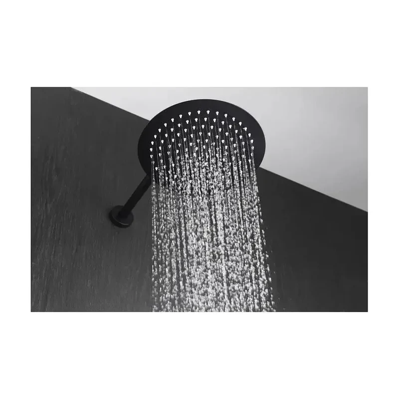 Conjunto para ducha termostática de diseño empotrado con un acabado negro mate Line de Imex