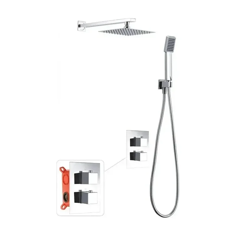 Conjunto termostático de 3 módulos para ducha con un diseño moderno de acabado cromado Cies de Imex