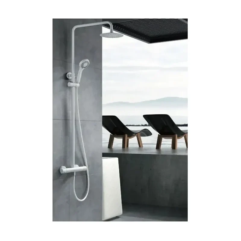 Conjunto de ducha con grifo termostático de diseño moderno con un acabado blanco mate Kent de Imex