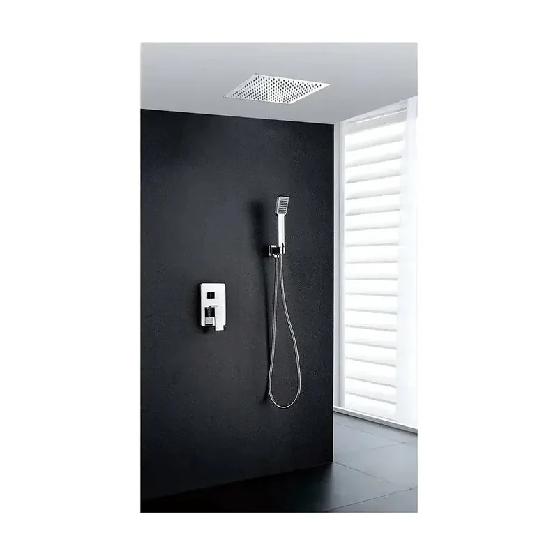 Conjunto para ducha con un rociador de techo de diseño moderno con un acabado cromado Gales de Imex