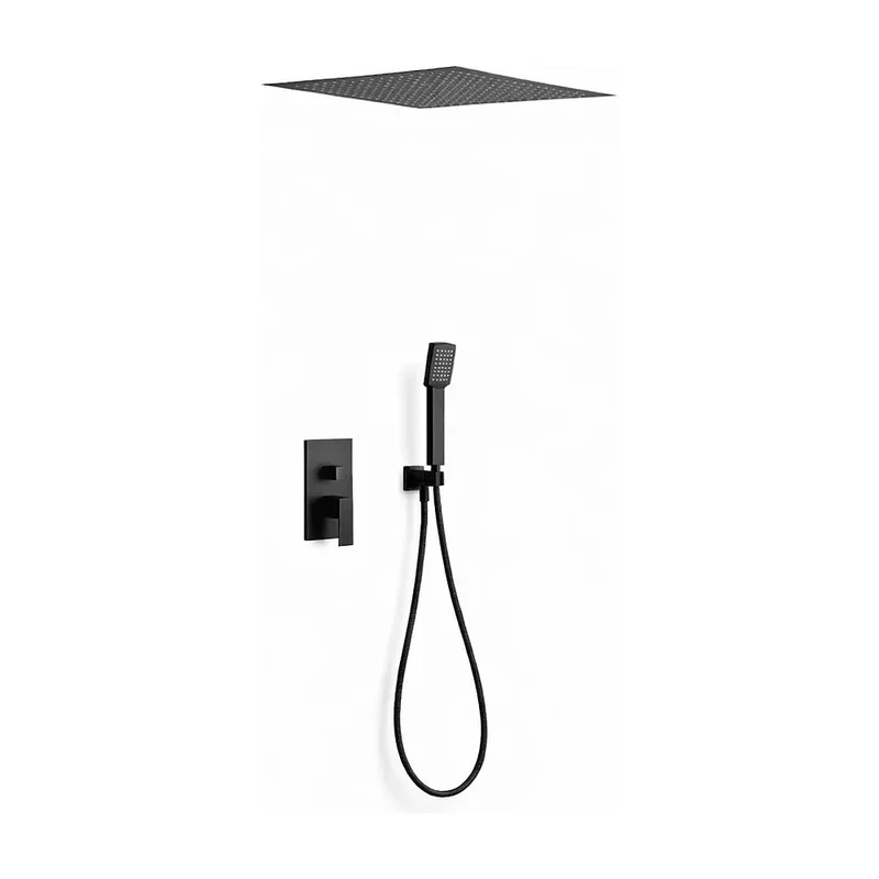 Conjunto de ducha monomando con un diseño moderno de acabado negro mate Volga de Imex