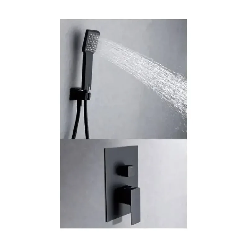 Conjunto de ducha monomando con un diseño moderno de acabado negro mate Volga de Imex
