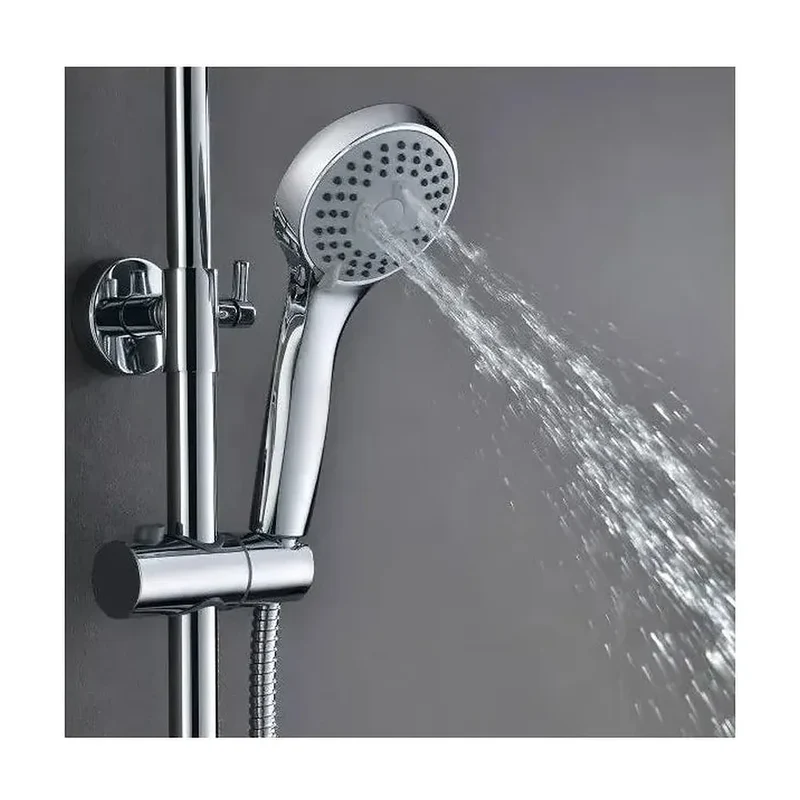 Conjunto de ducha termostática para pared de diseño moderno con un acabado cromado Kent de Imex