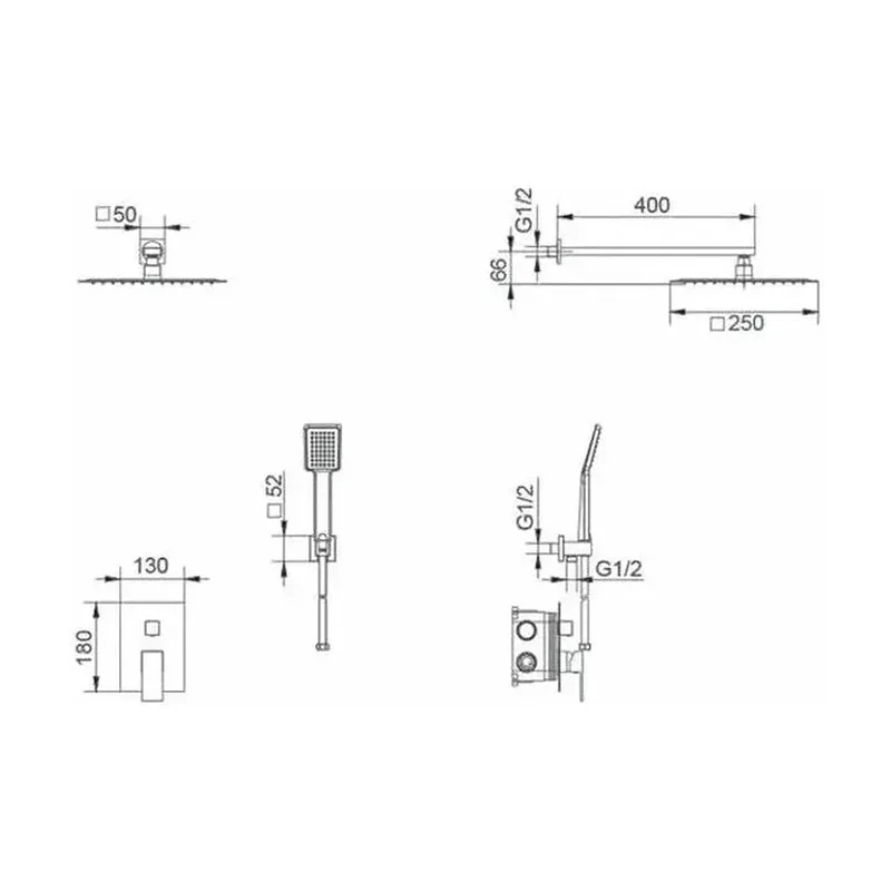 Conjunto para duchas de pared con un diseño moderno en acabado cromado Dublin de Imex