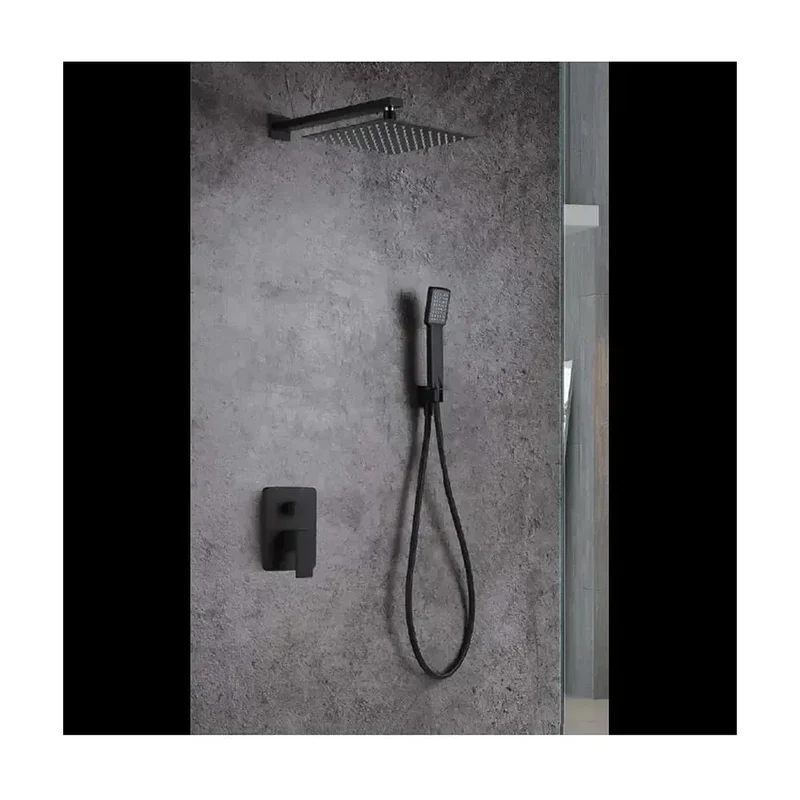 Conjunto para la ducha empotrado en color negro mate con un diseño moderno Dublin de Imex