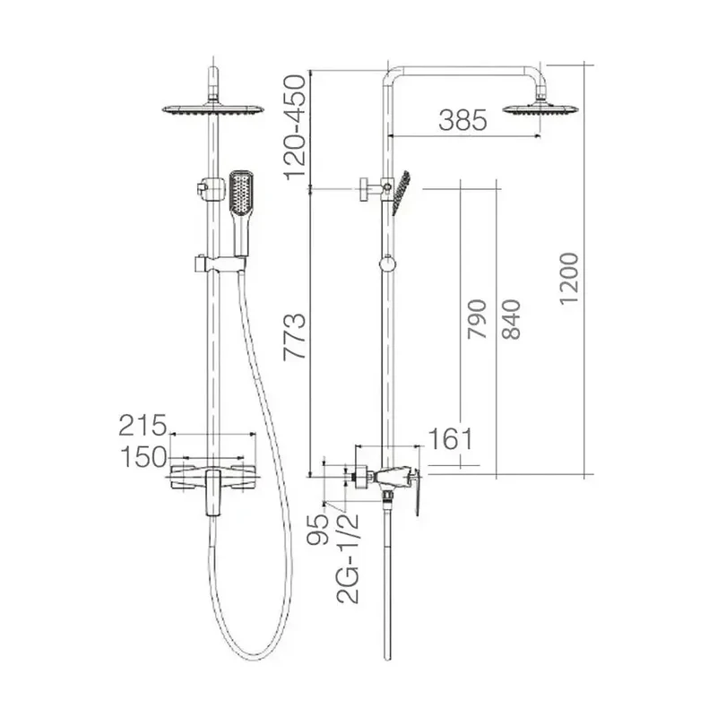 Columna de ducha para pared con un diseño moderno y un acabado cromado Escocia de Imex