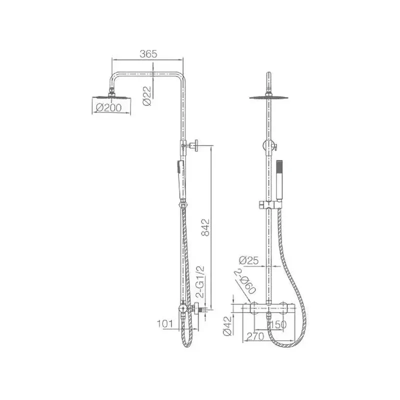 Columna de ducha termostática acero inoxidable Imex