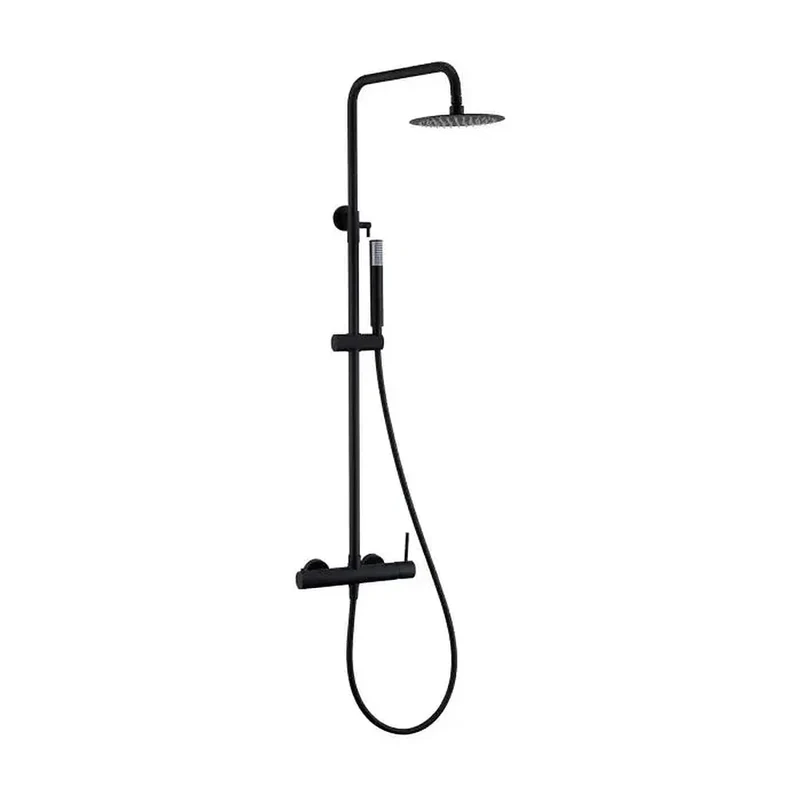 Columna de ducha de altura regulable con distribuidor integrado fabricada en acero inoxidable negro mate Monza de Imex