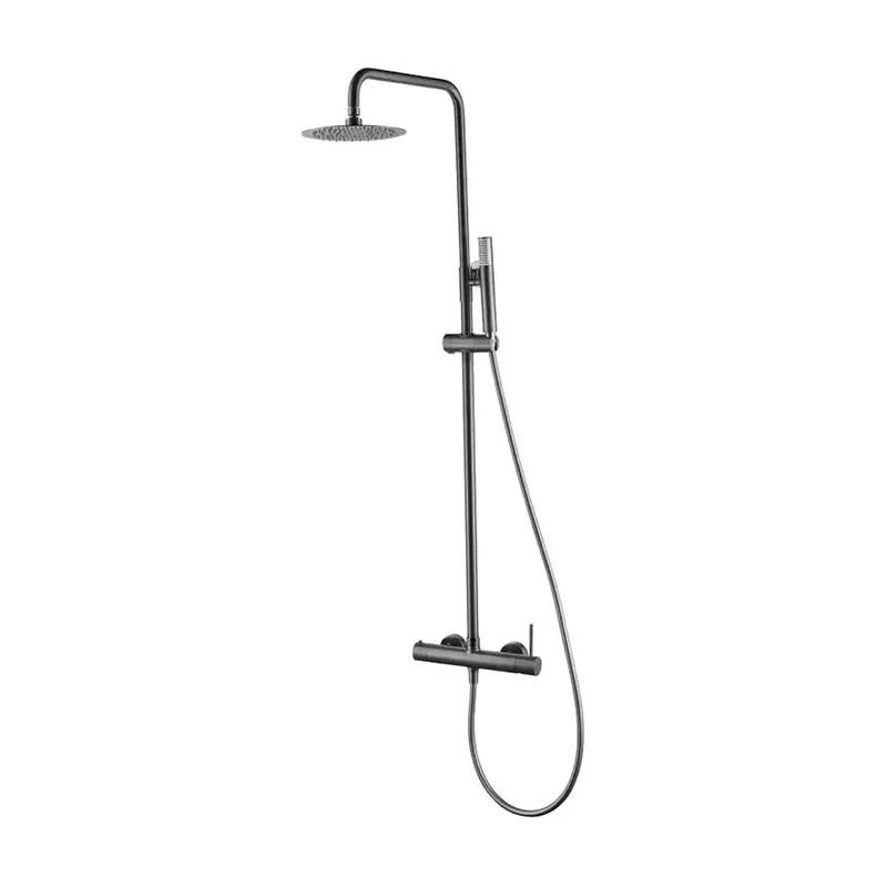 Columna de ducha de altura regulable fabricada en latón con acabado black gun metal Monza de Imex
