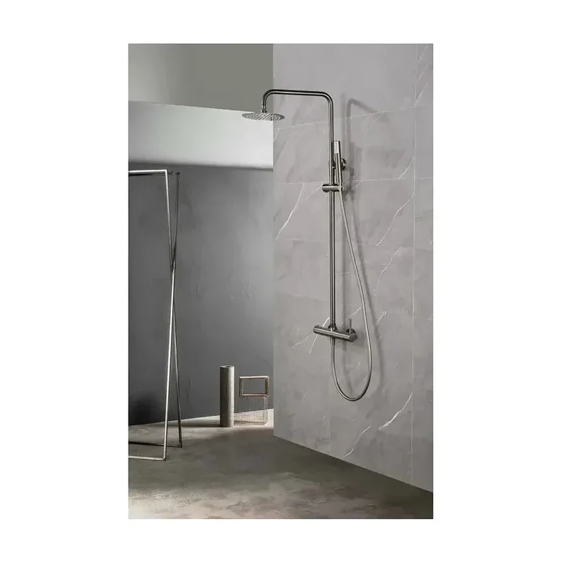 Columna de ducha de altura regulable fabricada en latón con acabado black gun metal Monza de Imex