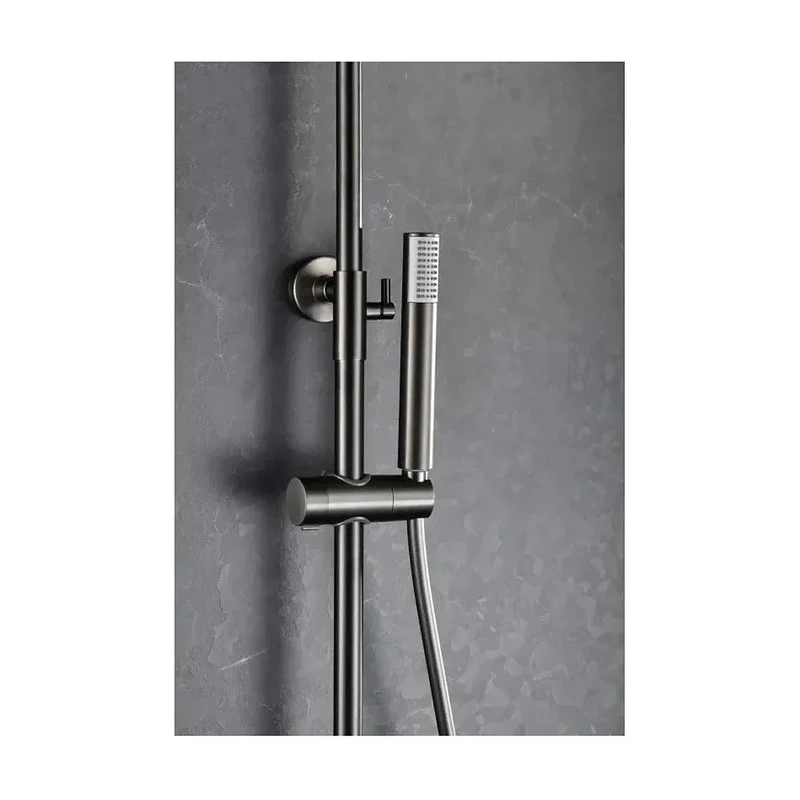 Columna de ducha de altura regulable fabricada en latón con acabado black gun metal Monza de Imex