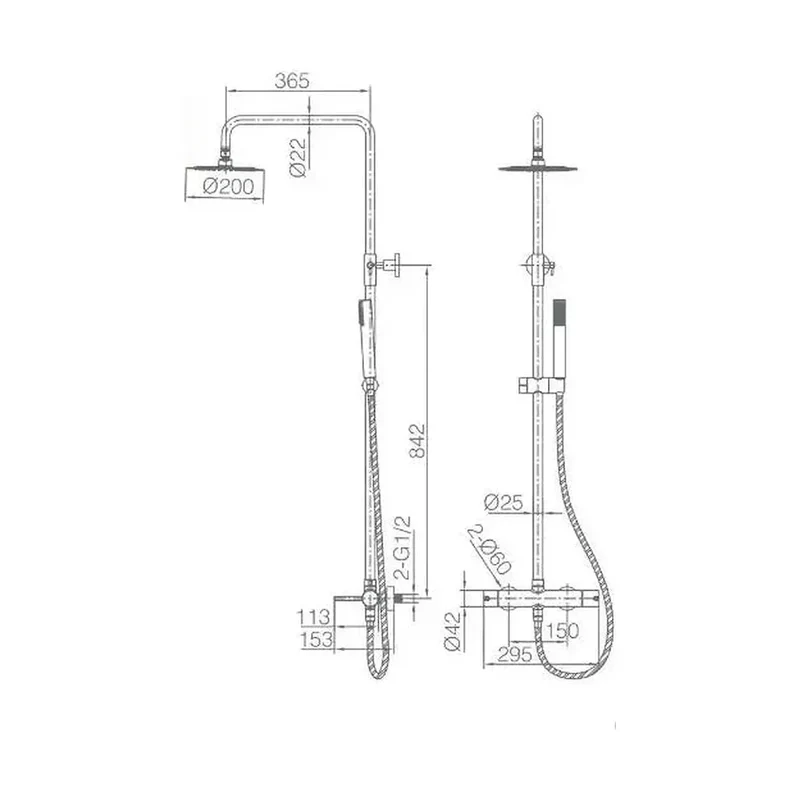 Columna de ducha de altura regulable fabricada en latón con acabado black gun metal Monza de Imex