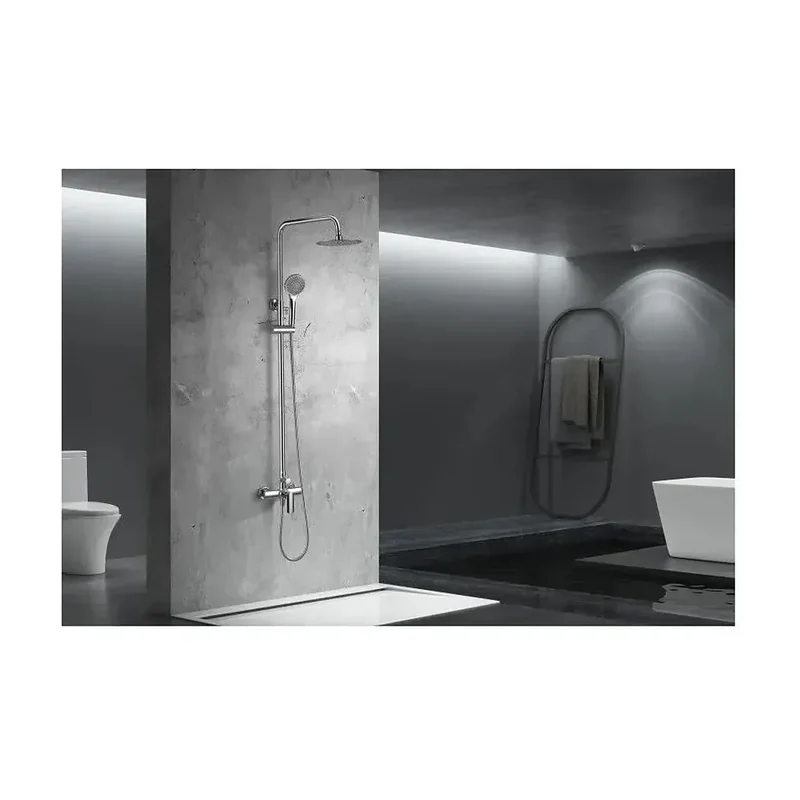 Columna para ducha de diseño moderno y monomando con un acabado cromada Ural de Imex