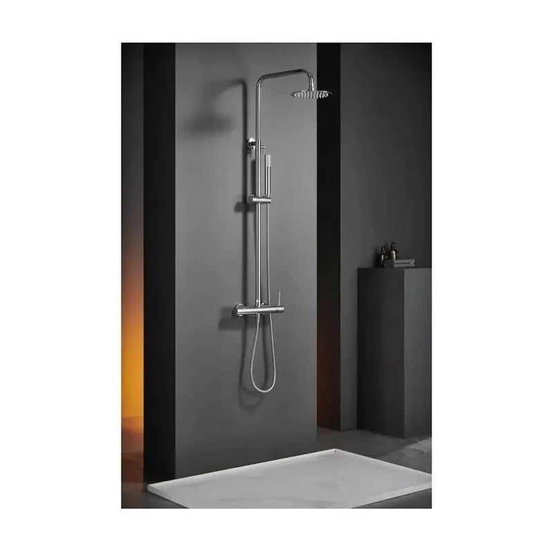 Columna de ducha de altura regulable con distribuidor integrado fabricada en latón cromado Monza de Imex