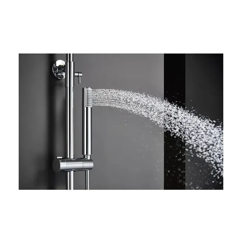 Columna de ducha de altura regulable con distribuidor integrado fabricada en latón cromado Monza de Imex