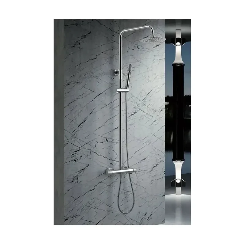 Columna de ducha con una grifería de diseño monomando de acabado cromado Line de Imex