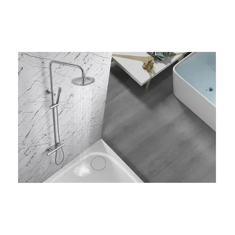 Columna de ducha con una grifería de diseño monomando de acabado cromado Line de Imex