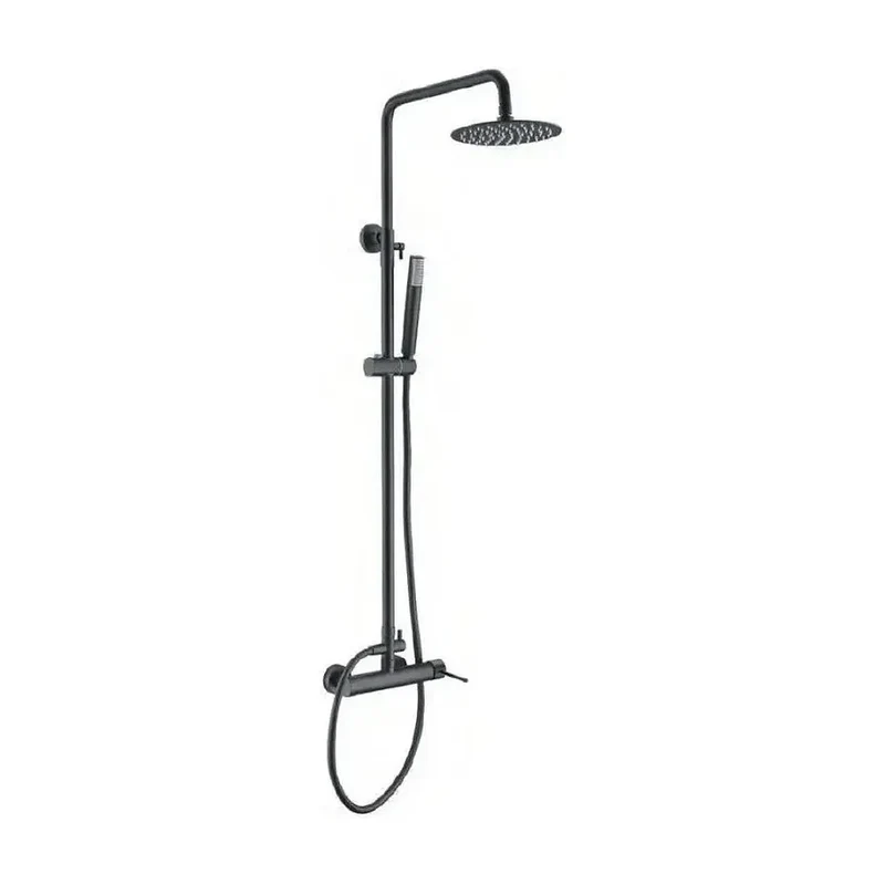 Columna de pared para ducha empotrada de diseño moderno en color negro mate stick Milos de Imex