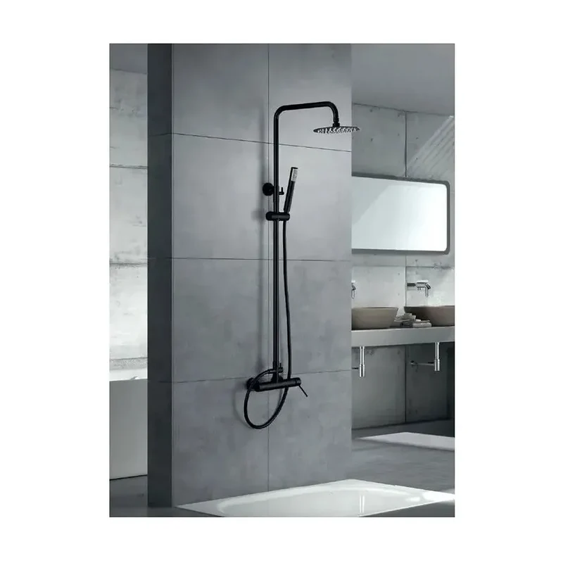 Columna de pared para ducha empotrada de diseño moderno en color negro mate stick Milos de Imex